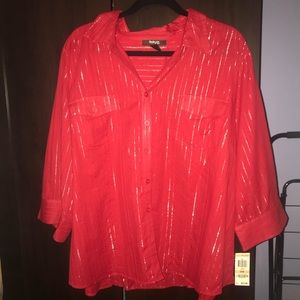 4 for $20 NWT Style and CO 2W Red/Silver Blouse